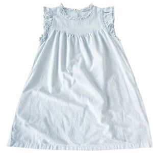 Grade & Gather Denim Blue Babydoll Dress M Ruffle Sleeve Swing Mini